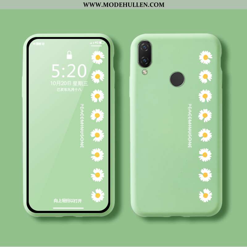 Hülle Huawei P Smart+ Schutz Weiche Wind Chrysanthemes Silikon Handy Licht Grün