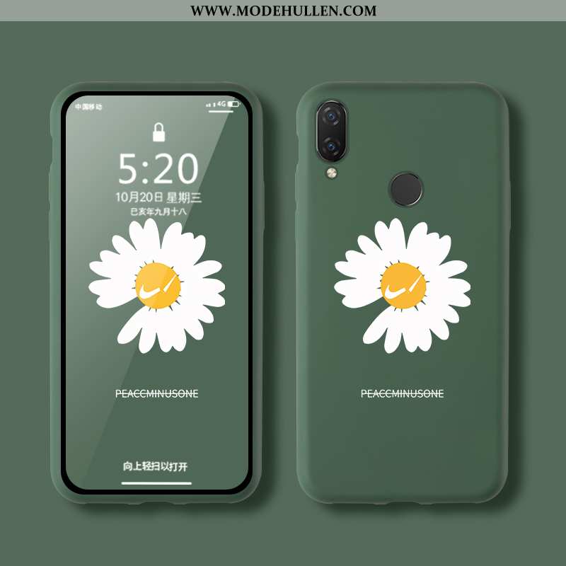 Hülle Huawei P Smart+ Schutz Weiche Wind Chrysanthemes Silikon Handy Licht Grün