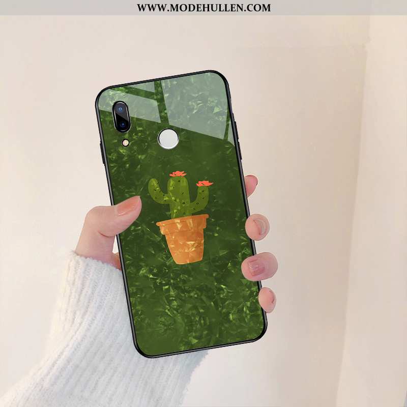 Hülle Huawei P Smart+ Silikon Glas Neu Kreativ Karikatur Super Persönlichkeit Grün