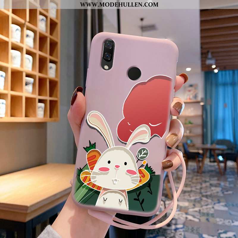 Hülle Huawei P Smart+ Silikon Karikatur Anti-sturz Liebhaber Nette Häschen Rosa