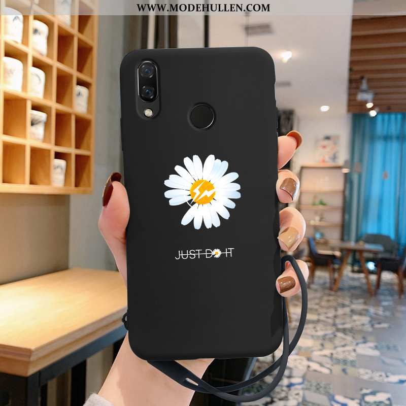 Hülle Huawei P Smart+ Weiche Dünne Handy Chrysanthemes Anti-sturz Persönlichkeit Case Schwarz