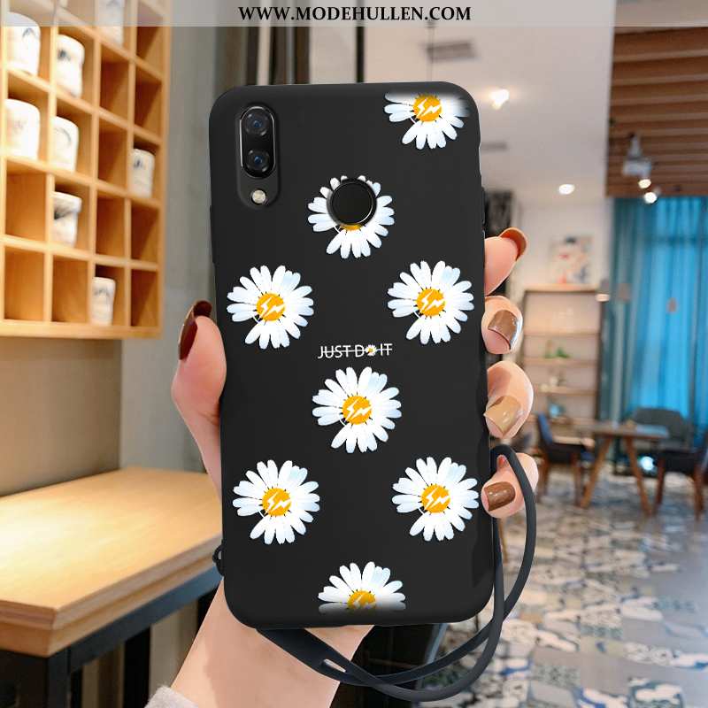 Hülle Huawei P Smart+ Weiche Dünne Handy Chrysanthemes Anti-sturz Persönlichkeit Case Schwarz