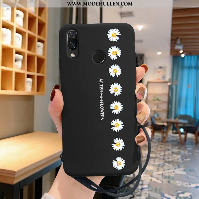 Hülle Huawei P Smart+ Weiche Dünne Handy Chrysanthemes Anti-sturz Persönlichkeit Case Schwarz