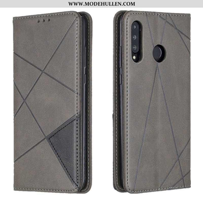 Hülle Huawei P20 Lite Geldbörse Schutz Handy Automatisch Lederhülle Grau Case