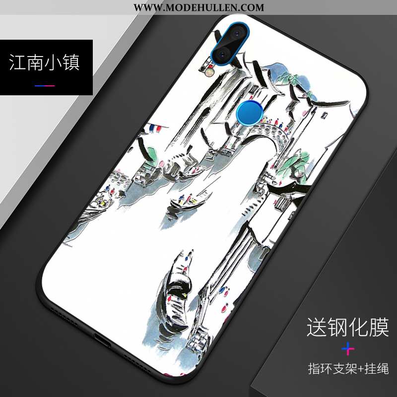 Hülle Huawei P20 Lite Prägung Weiche Weiß Muster Persönlichkeit Nubuck Silikon Weiße