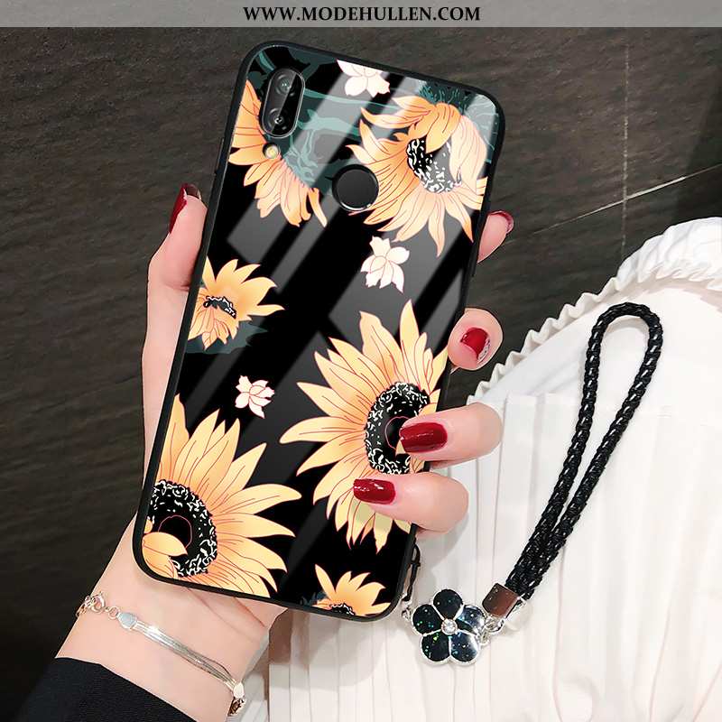 Hülle Huawei P20 Lite Silikon Glas Anti-sturz Trend Handy Case Sonnenblume Schwarz