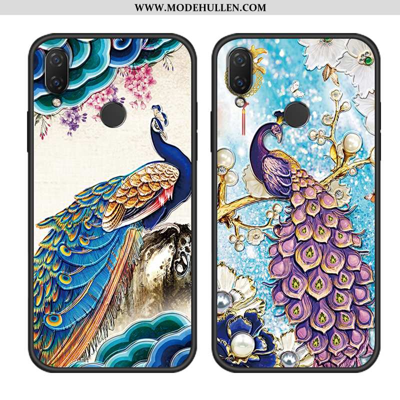 Hülle Huawei P20 Lite Weiche Silikon Schutz Case Blau Chinesische Art Retro