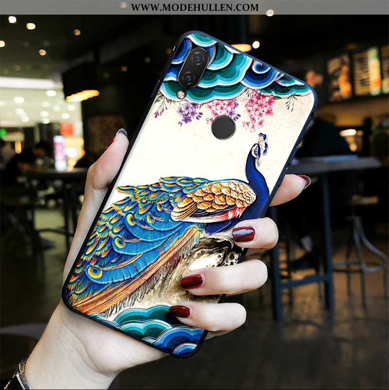 Hülle Huawei P20 Lite Weiche Silikon Schutz Case Blau Chinesische Art Retro