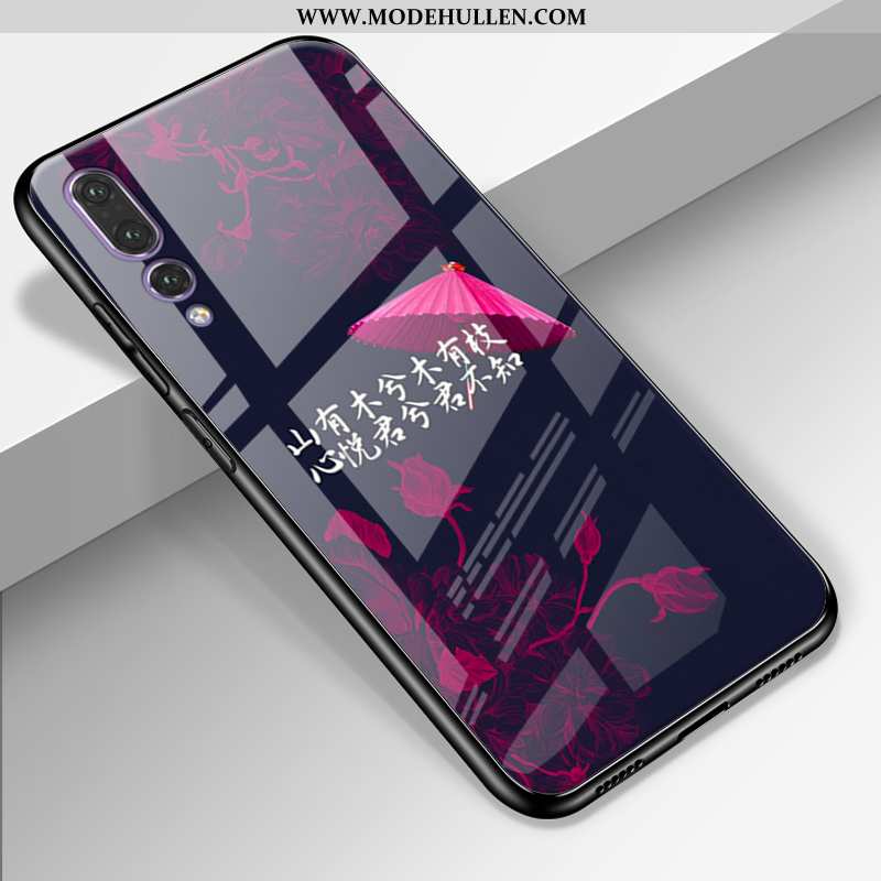 Hülle Huawei P20 Pro Nubuck Echt Leder Glas Rosa Schutz Trend