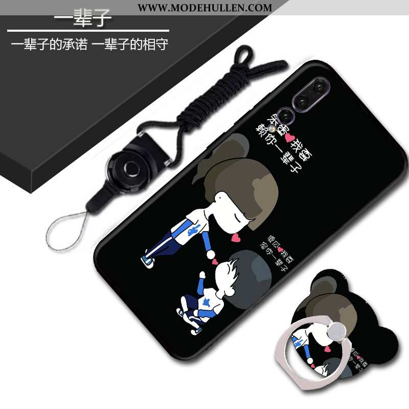 Hülle Huawei P20 Pro Nubuck Weiche Handy Schwarz Anti-sturz Alles Inklusive