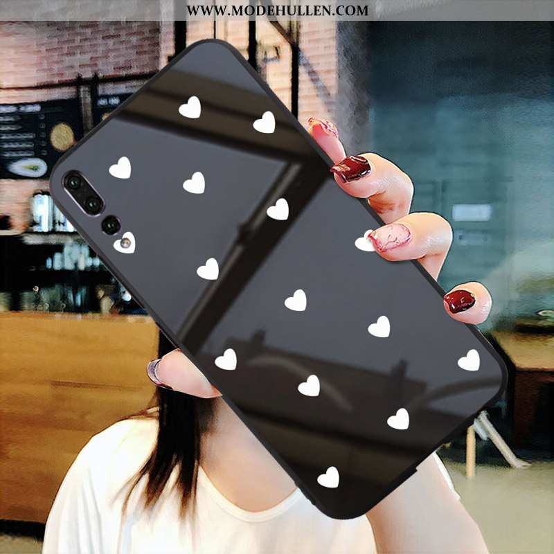 Hülle Huawei P20 Pro Schutz Glas Case Kreativ Muster Geometrie Schwarz