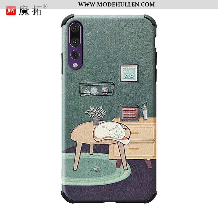 Hülle Huawei P20 Pro Schutz Kreativ Anti-sturz Katzen Handy Case Blau