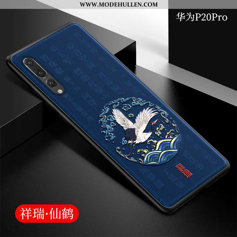 Hülle Huawei P20 Pro Trend Silikon Case Blau Handy Chinesische Art