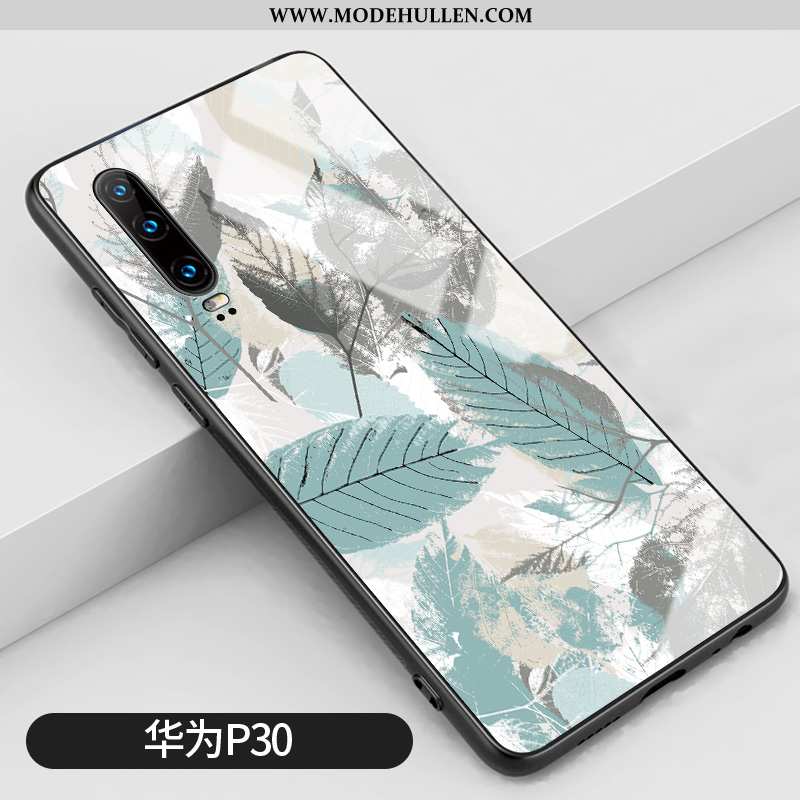 Hülle Huawei P30 Glas Persönlichkeit Silikon Schwer Anti-sturz Trend Handy Grün