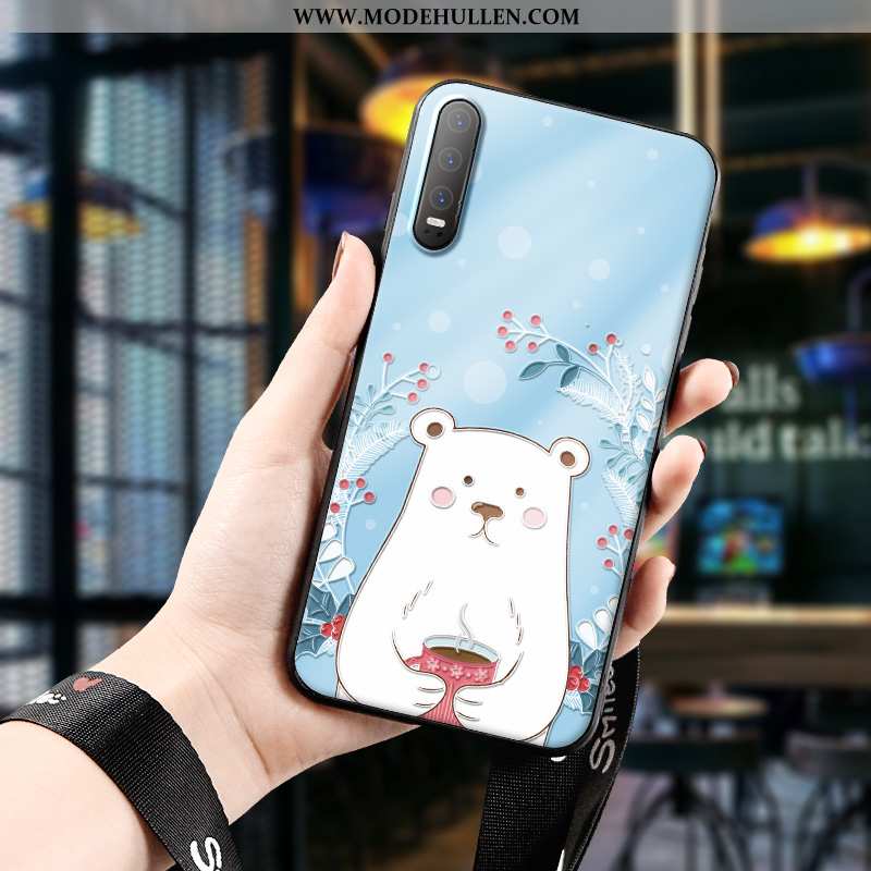 Hülle Huawei P30 Karikatur Nette Prägung Kreativ Nubuck Blau