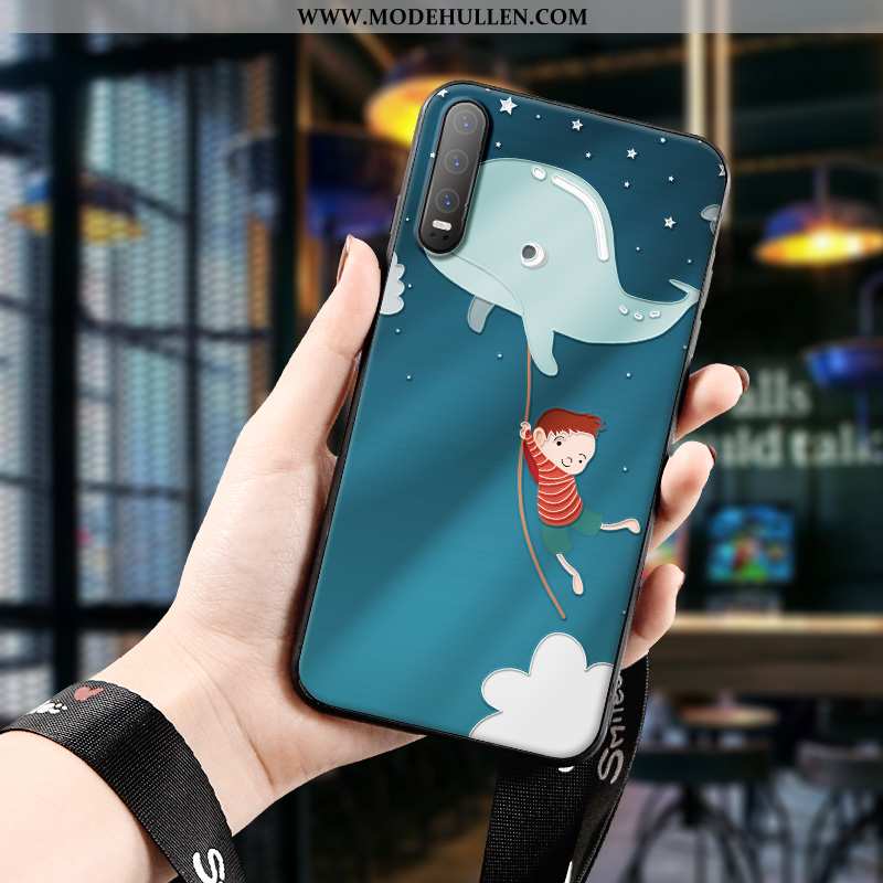 Hülle Huawei P30 Karikatur Nette Prägung Kreativ Nubuck Blau