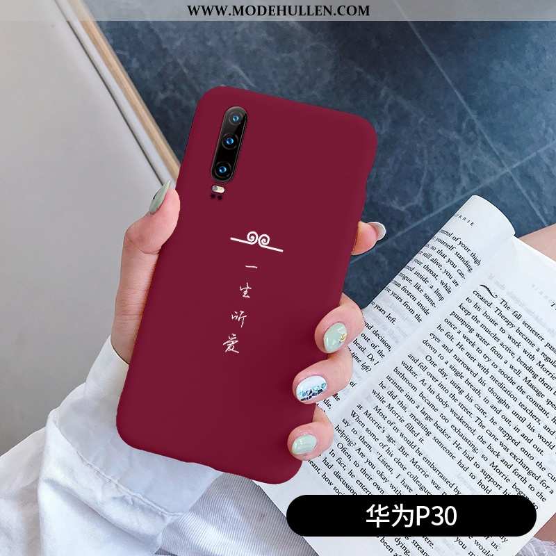 Hülle Huawei P30 Kreativ Silikon Einfach Schutz Liebhaber Anti-sturz Persönlichkeit Rote