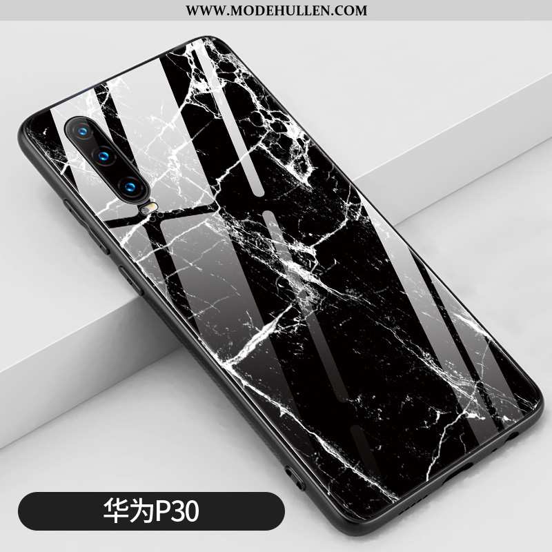 Hülle Huawei P30 Kreativ Silikon Handy Glas Spiegel Groß Einfach Weiße