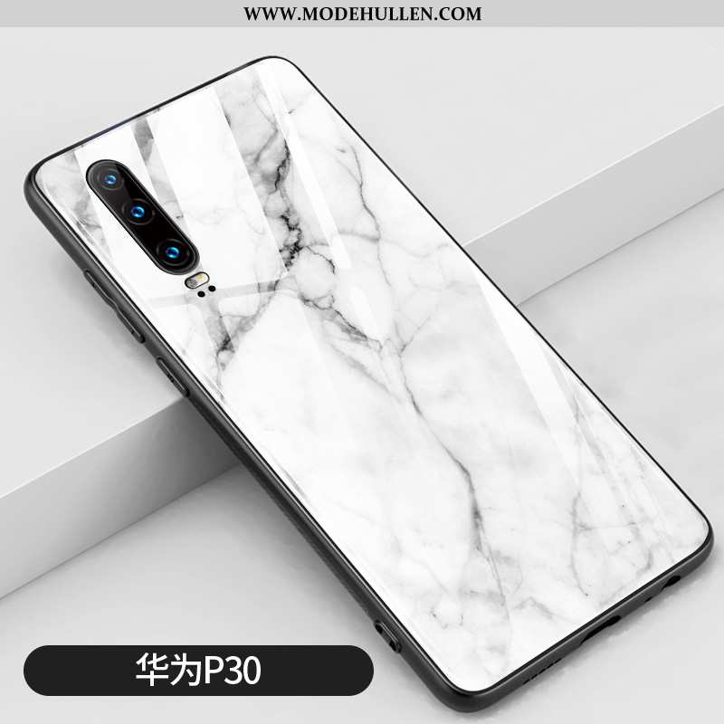 Hülle Huawei P30 Kreativ Silikon Handy Glas Spiegel Groß Einfach Weiße