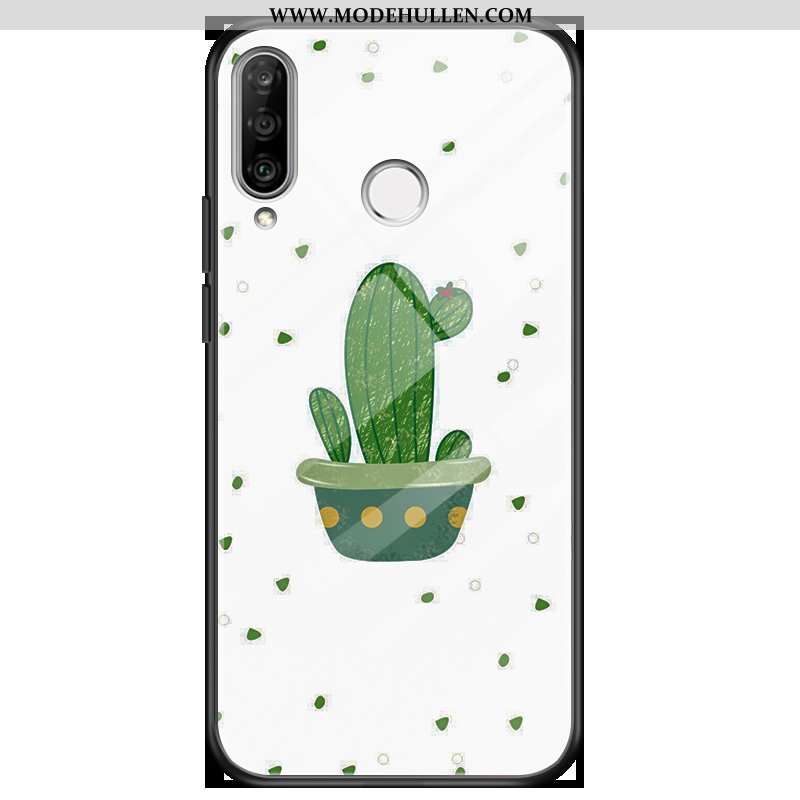 Hülle Huawei P30 Lite Glas Handy Brilliant Case Farbe Weiß Weiße