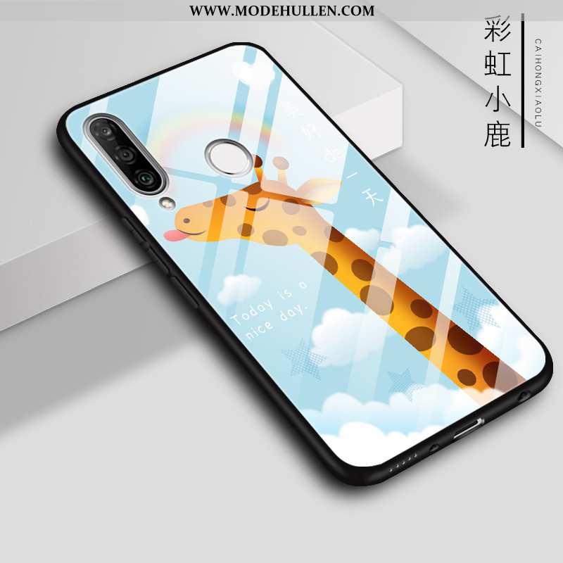 Hülle Huawei P30 Lite Glas Handy Brilliant Case Farbe Weiß Weiße