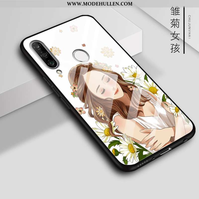 Hülle Huawei P30 Lite Glas Handy Brilliant Case Farbe Weiß Weiße