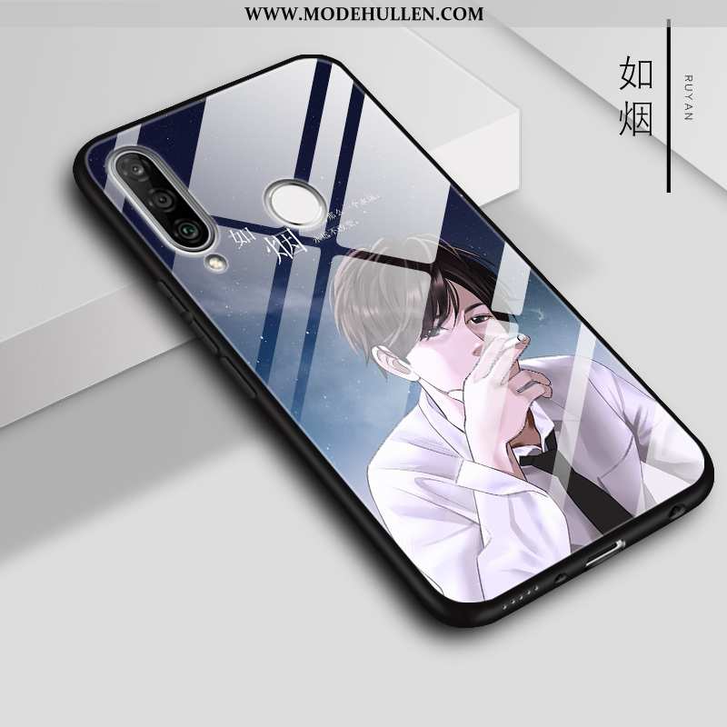 Hülle Huawei P30 Lite Glas Handy Brilliant Case Farbe Weiß Weiße