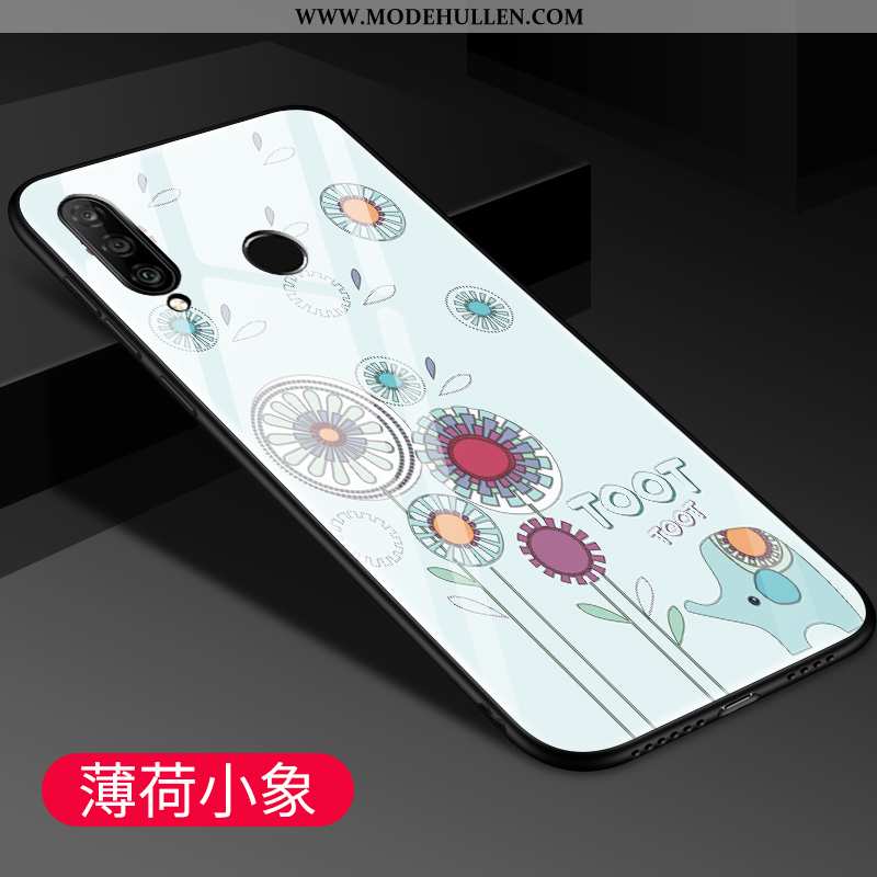 Hülle Huawei P30 Lite Silikon Glas Mode Nubuck Spiegel Trend Grün