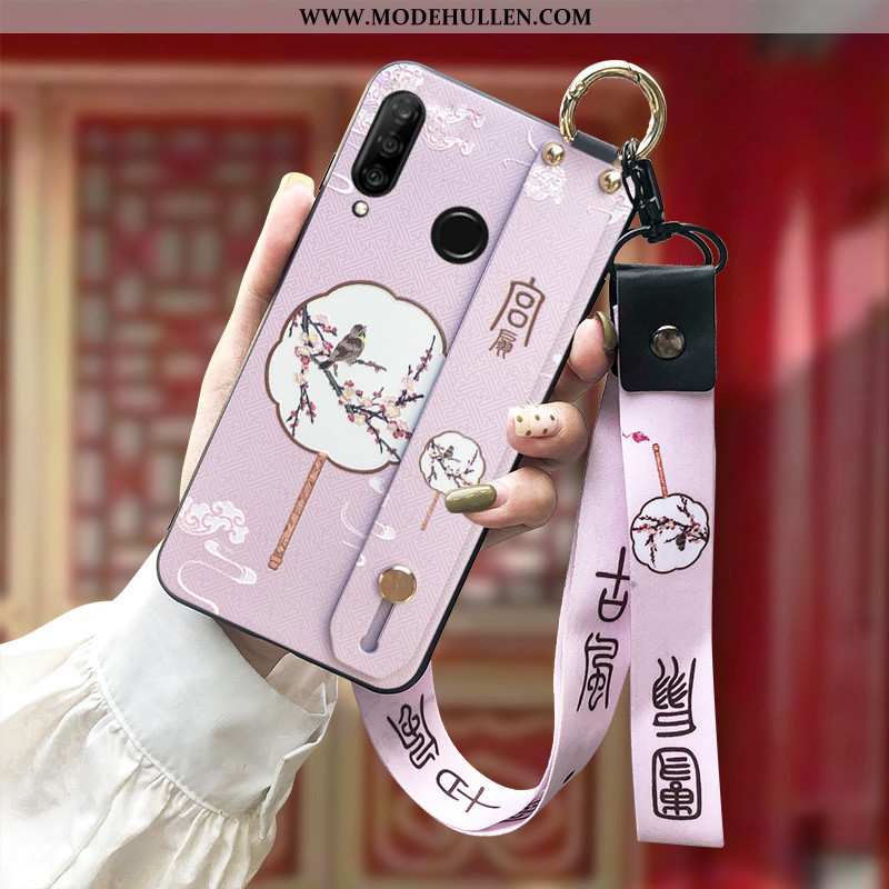 Hülle Huawei P30 Lite Silikon Schutz Hängende Verzierungen Weiche Prägung Rosa