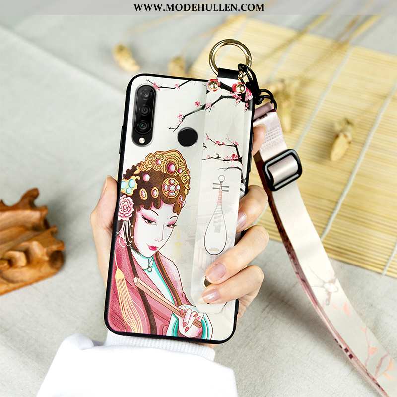 Hülle Huawei P30 Lite Silikon Schutz Netto Rot Weiche Chinesische Art Handy Einfassung Beige