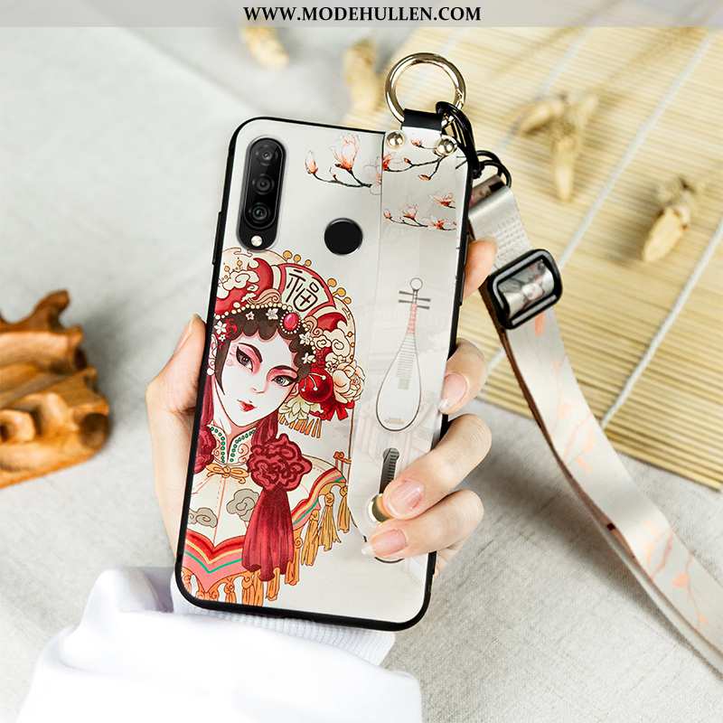 Hülle Huawei P30 Lite Silikon Schutz Netto Rot Weiche Chinesische Art Handy Einfassung Beige