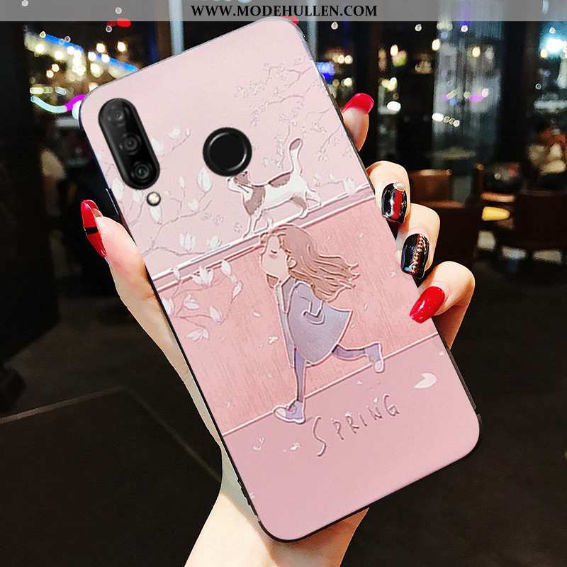 Hülle Huawei P30 Lite Weiche Silikon Handy Schutz Rosa Einfassung Case