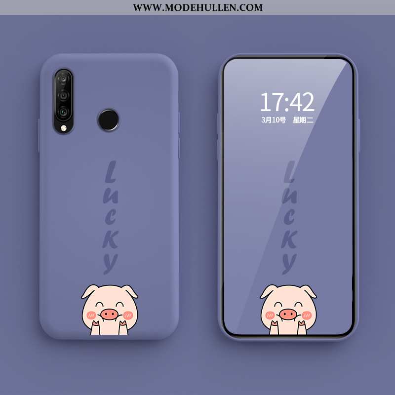 Hülle Huawei P30 Lite Xl Karikatur Nette Glücklich Persönlichkeit Anti-sturz Einfassung Mini Lila