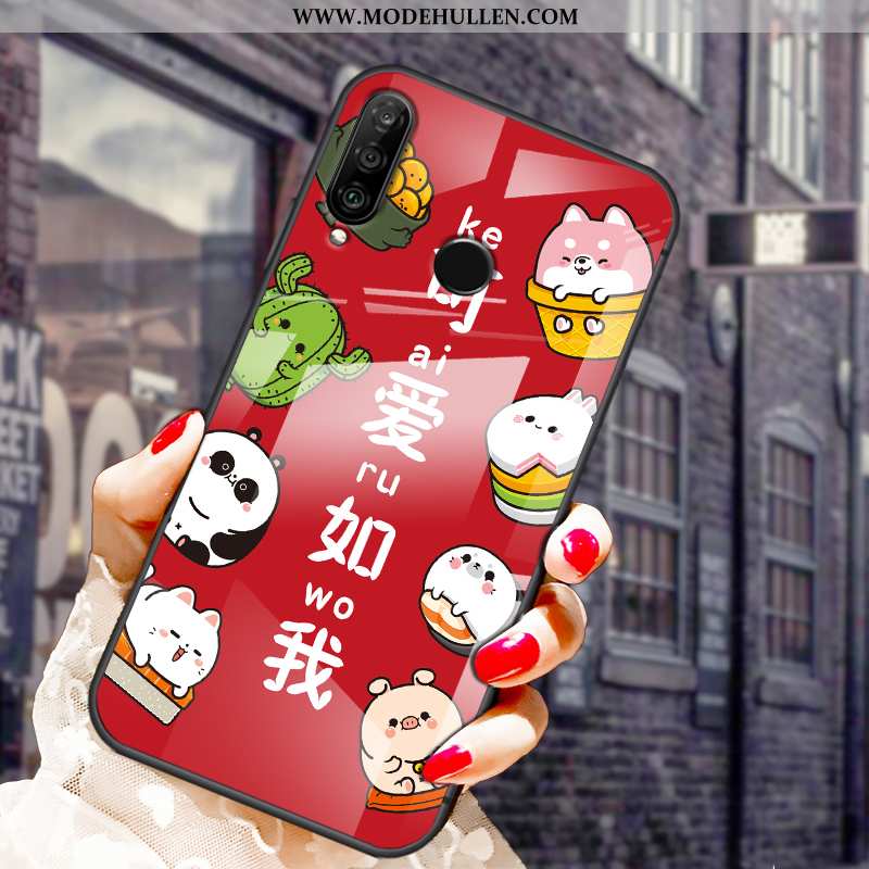 Hülle Huawei P30 Lite Xl Mode Karikatur Nette Netto Rot Schutz Case Rosa