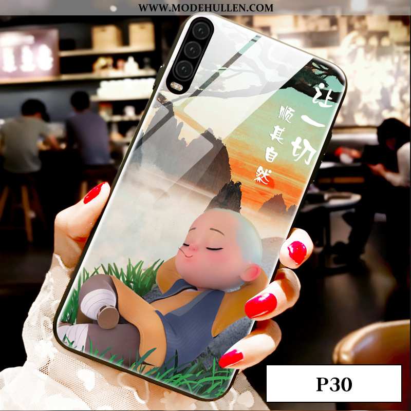 Hülle Huawei P30 Persönlichkeit Karikatur Nette Trend Anti-sturz Case Weiche Grau