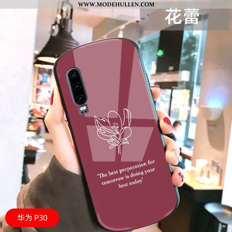 Hülle Huawei P30 Persönlichkeit Kreativ Karikatur Anti-sturz Bogen Netto Rot Trend Gelbe