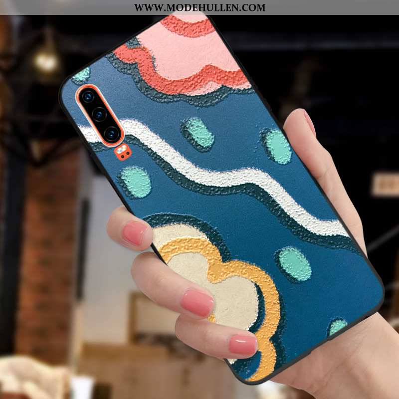 Hülle Huawei P30 Persönlichkeit Kreativ Mode Prägung Case Mini Rote