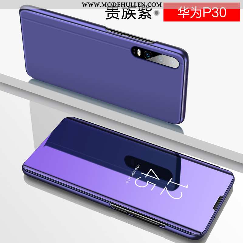 Hülle Huawei P30 Persönlichkeit Silikon Glas Lila Handy Schutz Case