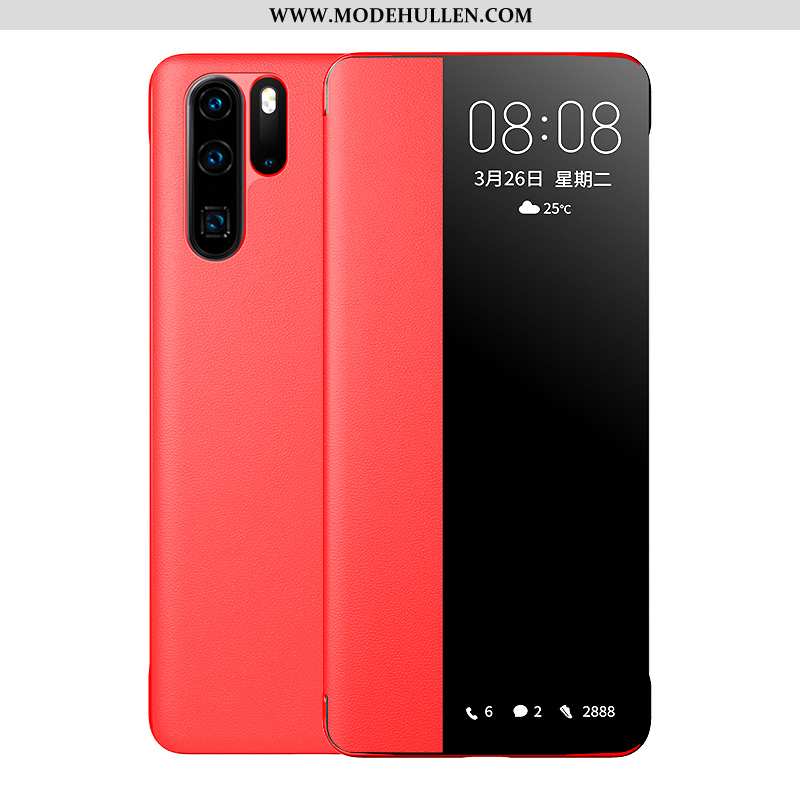 Hülle Huawei P30 Pro Lederhülle Echt Leder Handy Schlafsaal Dunkelblau Alles Inklusive High-end