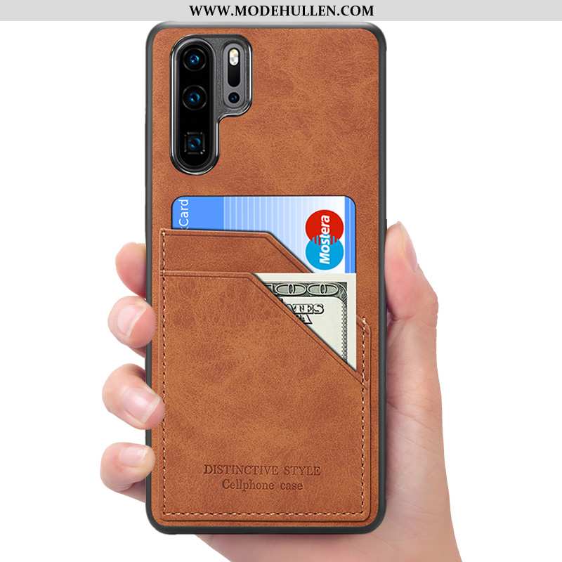 Hülle Huawei P30 Pro Lederhülle Geldbörse Rot Handy Case Rote