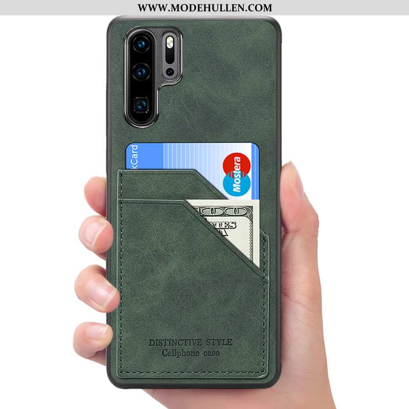 Hülle Huawei P30 Pro Lederhülle Geldbörse Rot Handy Case Rote