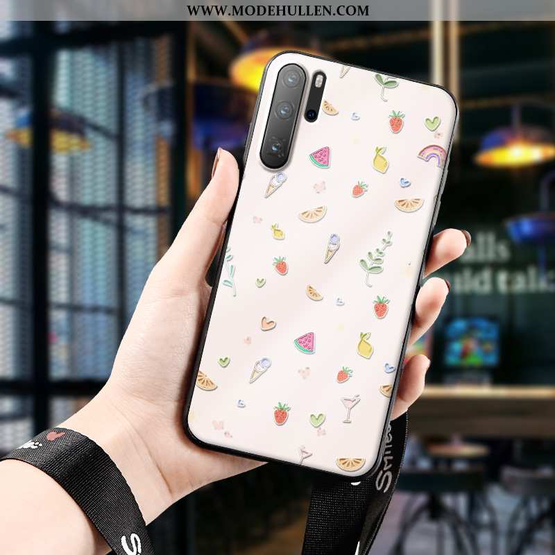 Hülle Huawei P30 Pro Prägung Karikatur Case Nette Kreativ Handy Weiche Beige