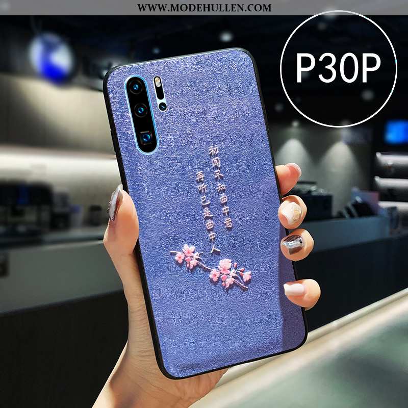 Hülle Huawei P30 Pro Prägung Leder Handy Weiß Liebhaber Chinesische Art Weiße