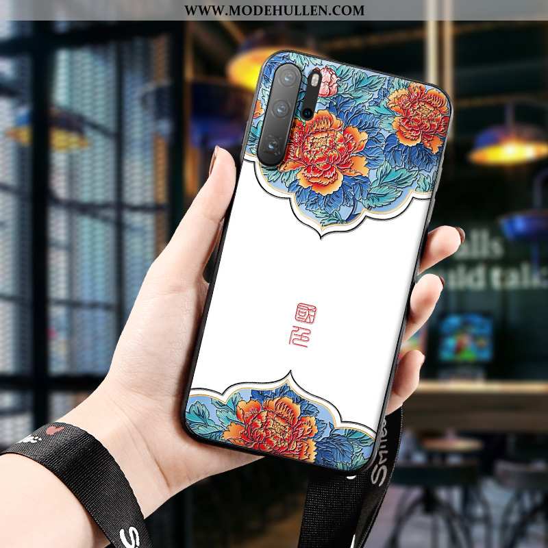 Hülle Huawei P30 Pro Prägung Retro Kreativ Anti-sturz Chinesische Art Persönlichkeit Case Weiße