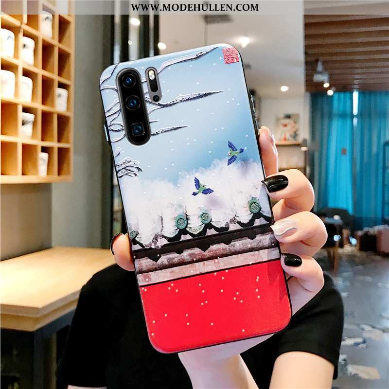 Hülle Huawei P30 Pro Schutz Kreativ Blau Gemalt Handy Trend