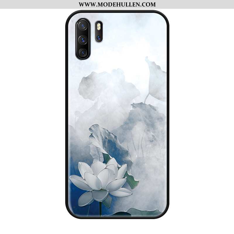 Hülle Huawei P30 Pro Schutz Mode Chinesische Art Hängende Verzierungen Weiß Prägung Weiße