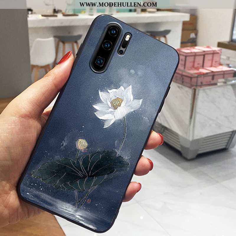 Hülle Huawei P30 Pro Schutz Nubuck Anti-sturz High-end Prägung Kreativ Dunkelblau