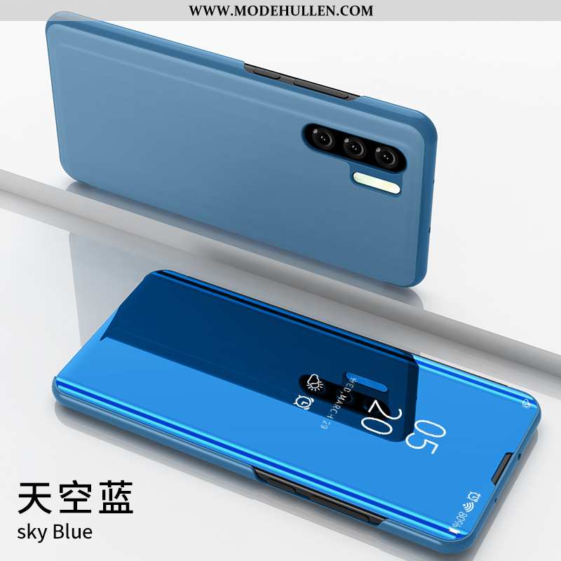 Hülle Huawei P30 Pro Silikon Schutz Lederhülle Clamshell Anti-sturz Case Leder Silber