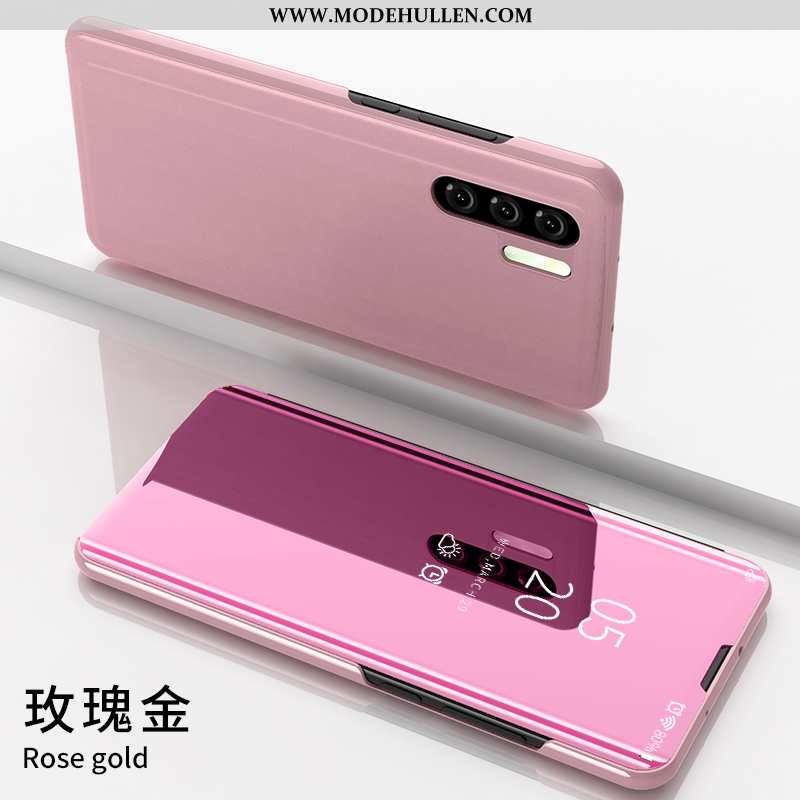 Hülle Huawei P30 Pro Silikon Schutz Lederhülle Clamshell Anti-sturz Case Leder Silber