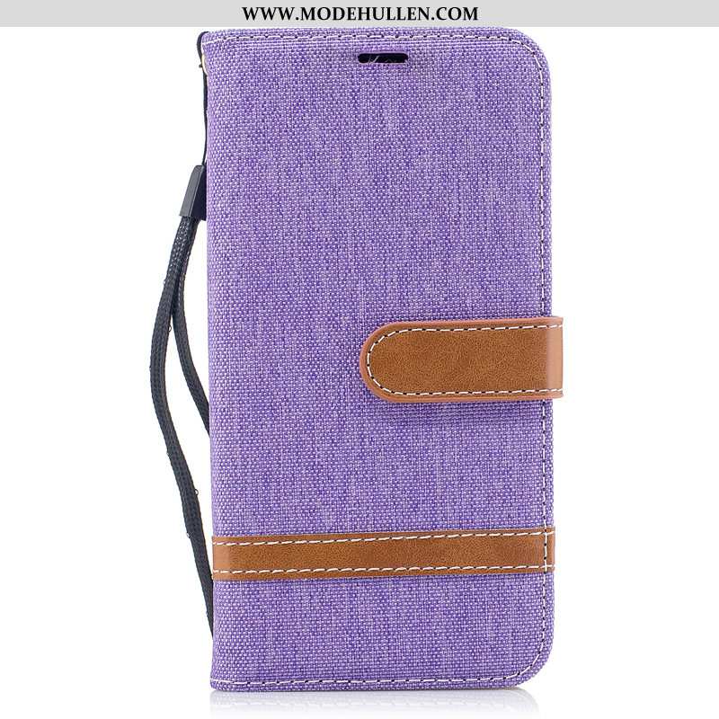 Hülle Huawei P30 Schutz Lederhülle Folio Handy Denim Rot Case Rote